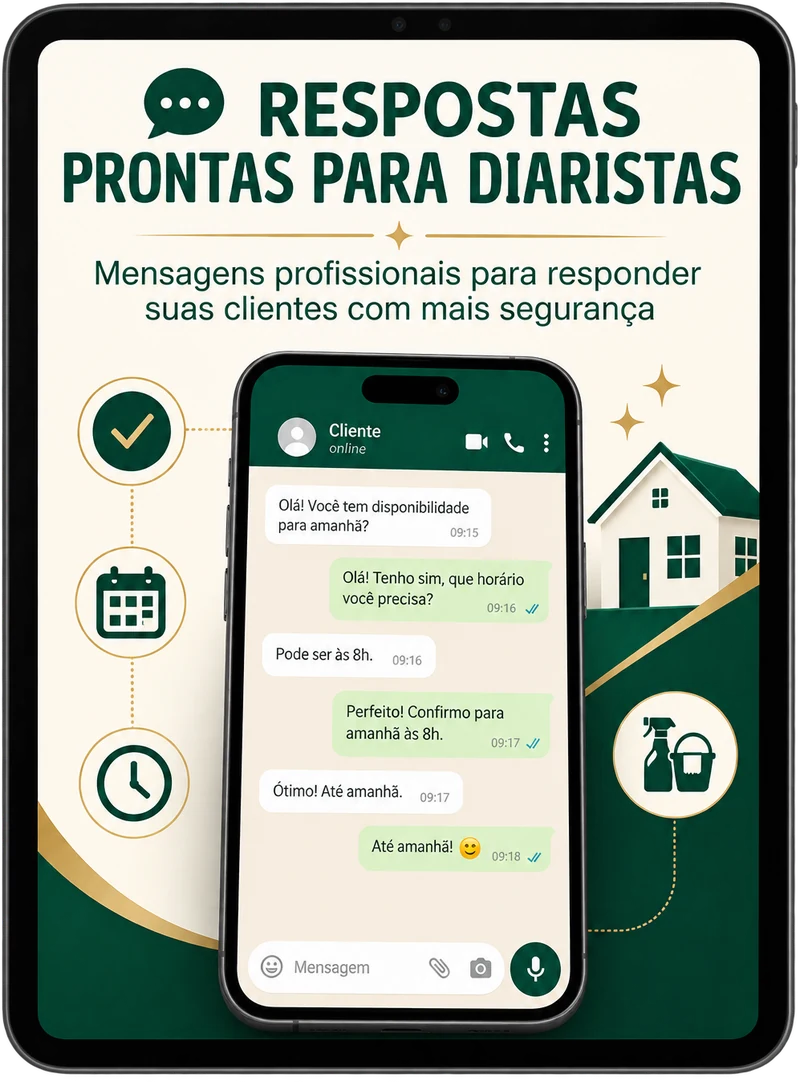 Mockup do material Respostas prontas para diaristas